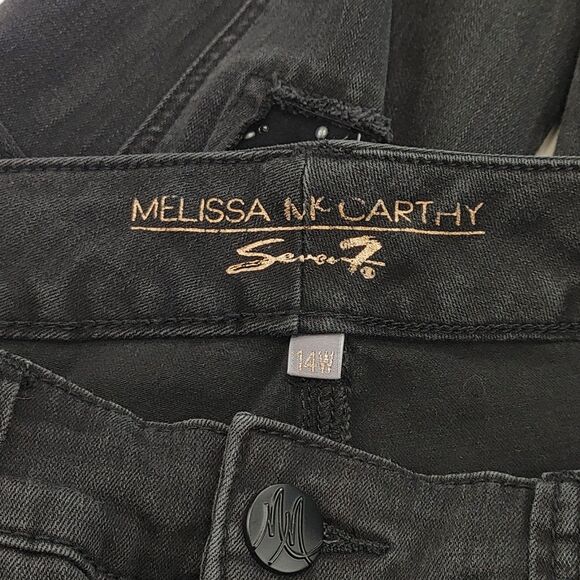 Melissa McCarthy Seven7 Black Denim Skinny Jeans Plus Size 14W Rhinestones - Picture 12 of 16